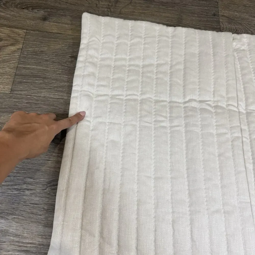 2 RESTORATION HARDWARE CHANNEL STITCHED LINEN QUILTED SHAMS In Sand
